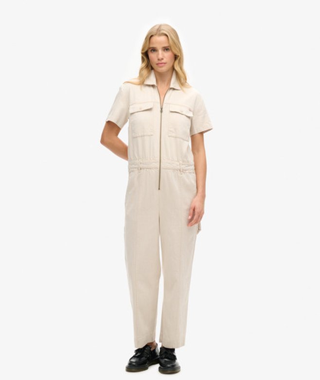 Superdry Women's Utility-jumpsuit Creme - Größe: 42 von Superdry