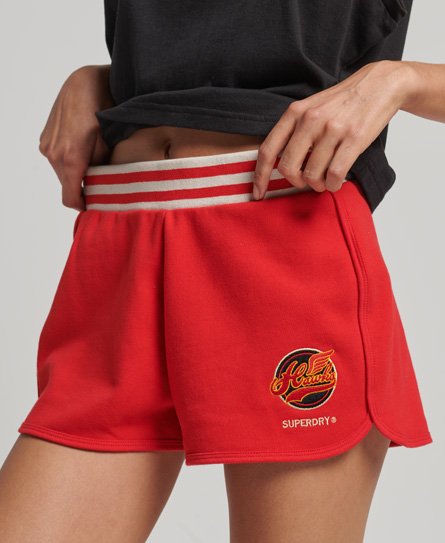 Superdry Women's Vintage Collegiate Shorts Rot - Größe: 34 von Superdry