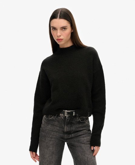Superdry Damen Vintage Essential Pullover mit Angedeutetem Ausschnitt Schwarz - Größe: 42 von Superdry