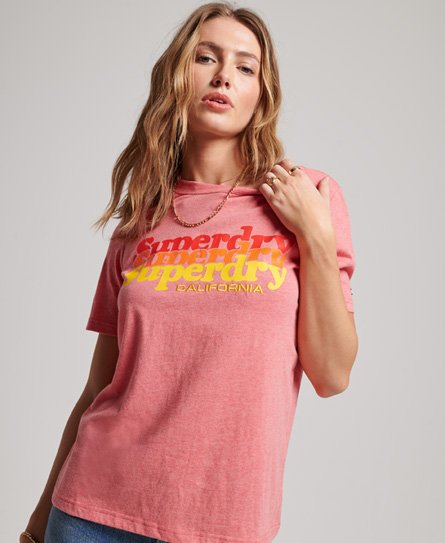 Superdry Women's Vintage Infill T-Shirt mit Schriftzug Rot - Größe: 34 von Superdry