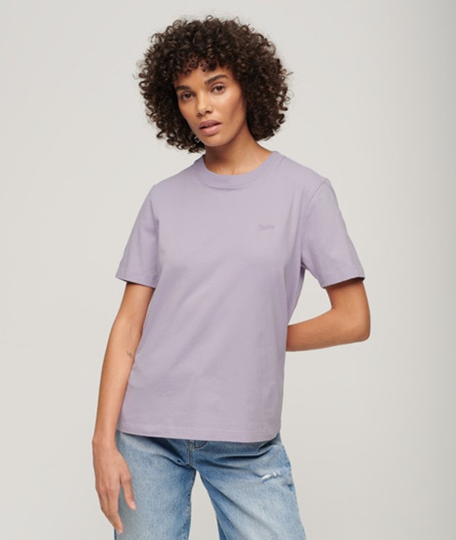 Superdry Women's Vintage Logo T-shirt aus Bio-baumwolle mit Stickerei Lila - Größe: 38 von Superdry