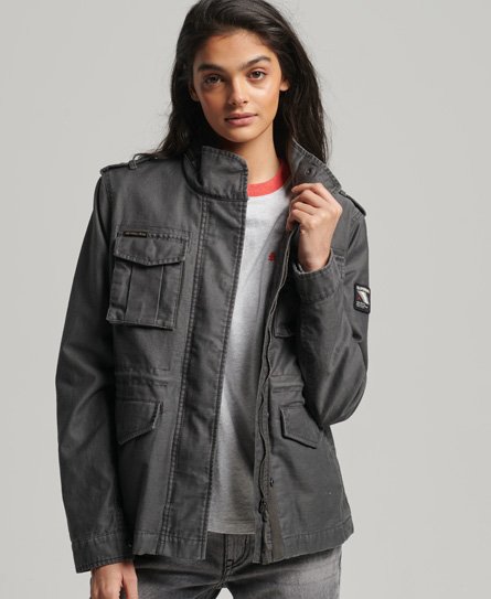 Superdry Women's Vintage M65 Jacke Dunkelgrau - Größe: 36 von Superdry