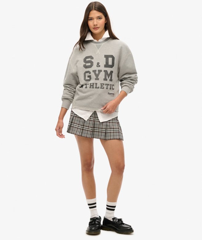 Superdry Damen Vintage Tweed-minirock mit Falten Grau - Größe: 42 von Superdry