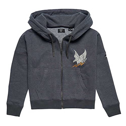 Superdry Womens Boho Graphic Zip Hood Hooded Sweatshirt, Charcoal Marl, Small von Superdry