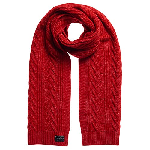 Superdry Womens Cable LUX Knitted Scarf, Flame Marl, One Size von Superdry