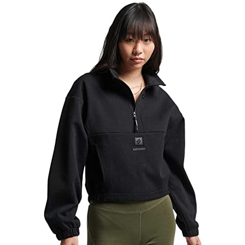 Superdry Womens Code TECH Batwing Half Zip Sweatshirt, Black, XXS von Superdry