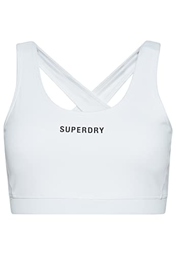 Superdry Womens Core Mid Impact Bra Sport-BH, White, Small von Superdry