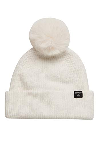 Superdry Womens Heritage Ribbed Beanie Hat, Cream, Einheitsgröße von Superdry