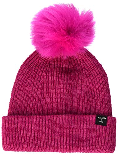 Superdry Womens Heritage Ribbed Beanie Hat, Fenway Pink, Einheitsgröße von Superdry