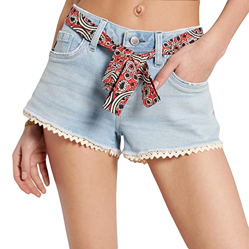 Superdry Womens LACE HOT Shorts, Lighter Indigo Vintage, 24 von Superdry