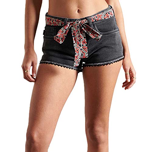 Superdry Womens LACE HOT Shorts, Wolcott Black Stone, 26 von Superdry