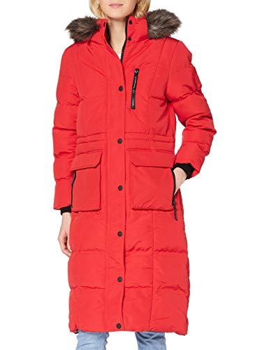 Superdry Womens Longline Everest Faux Fur Coat, High Risk Red, XS (Herstellergröße:8) von Superdry