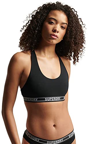 Superdry Womens Multi Logo Crop Bralette Bustier, Black/Mono, L von Superdry