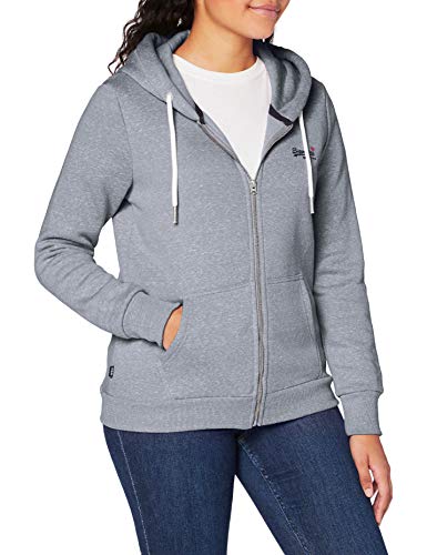 Superdry Womens ORANGE Label Zip Hood Cardigan Sweater, Grey Snowy, S (Herstellergröße:10) von Superdry