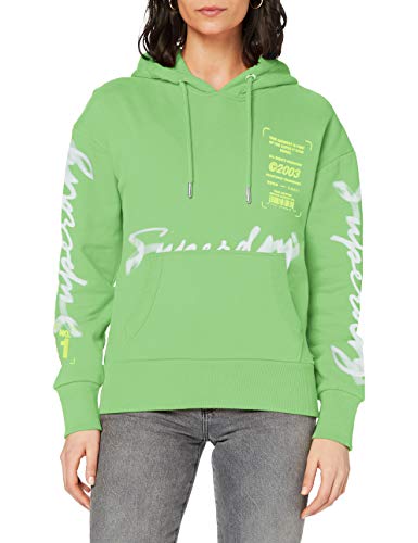 Superdry Womens SUPER 5 Deconstruct Hood Hooded Sweatshirt, Neon Lime, 8 von Superdry