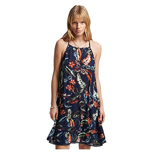 Superdry Womens Vintage Beach CAMI Dress Lässiges Kleid, Indo Leaf Navy, M von Superdry