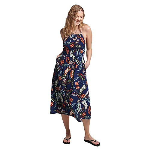 Superdry Womens Vintage CAMI Maxi Dress Lässiges Kleid, Indo Leaf Navy, L von Superdry