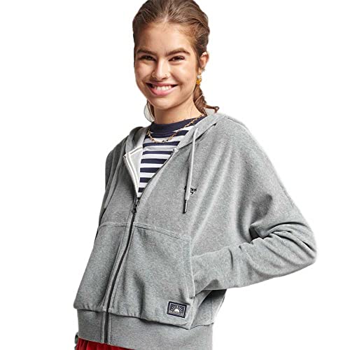 Superdry Womens Vintage Crop Ziphood Kapuzenpullover, Grey Marl, L von Superdry