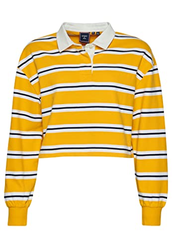 Superdry Womens Vintage Cropped L/S Rugby Henley-Hemd, Utah Gold Stripe, M von Superdry