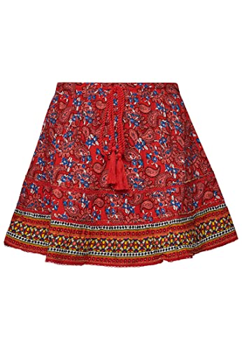 Superdry Womens Vintage Embellished Mini Skirt Rock, Paisley Red AOP, L von Superdry