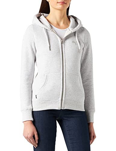 Superdry Womens Vintage Logo Emb Zip Hood BB Hooded Sweatshirt, Glacier Grey Marl, Small von Superdry