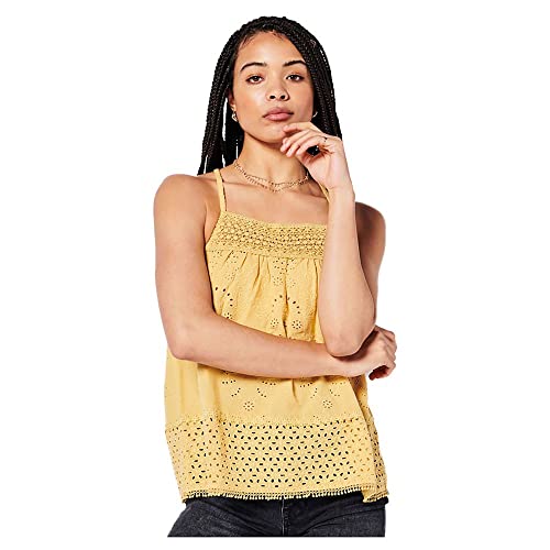 Superdry Womens Vintage Woven LACE TOP Trägershirt/Cami Shirt, Lemon Yellow, S von Superdry