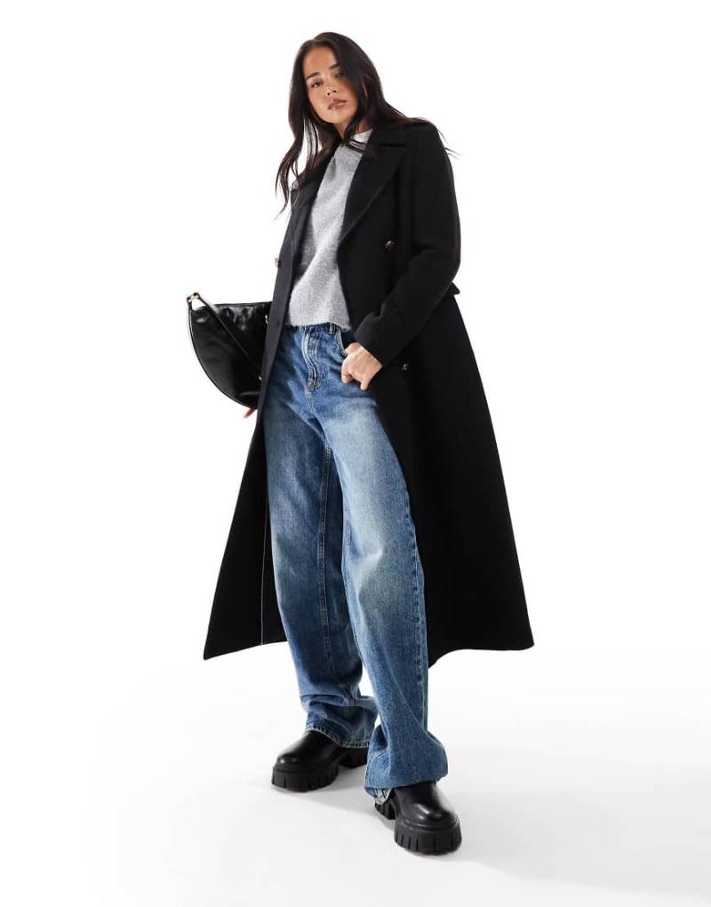 Superdry - Zweireihiger Mantel aus Wolle in Schwarz von Superdry