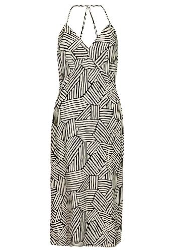 Superdry Damen Midi-Kleid mit Print und Nackenträger Linear Einfarbig Bedruckt 38 von Superdry