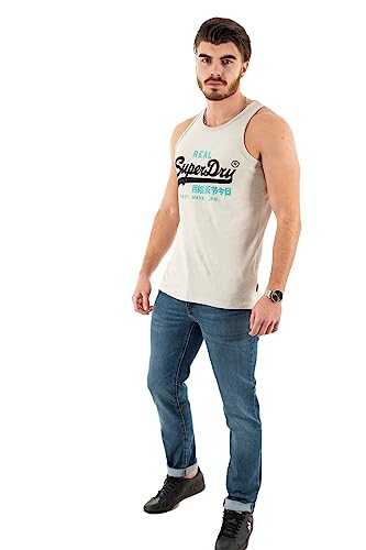 Superdry Herren Heritage Trägerhemd mit Vintage-Logo Hafer Creme Meliert L von Superdry