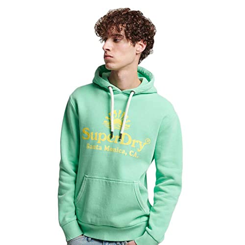 Superdry Herren Vintage Venue Hoodie in Neon Frühlingsknospengrün L von Superdry