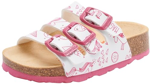 Superfit Fussbettpantoffel Pantoffeln, Weiß/Pink 1040, 33 EU Weit von Superfit