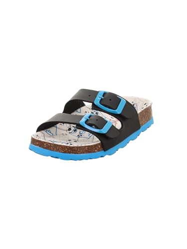 Superfit Jungen Fussbettpantoffel Hausschuh, Blau Mehrfarbig 8160, 33 EU von Superfit
