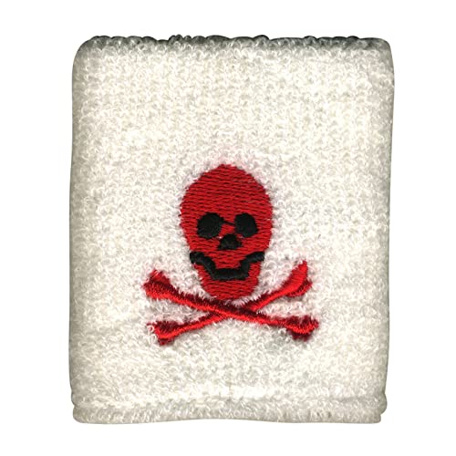 Freak Scene Schweißband bestickt - Totenkopf - weiß-rot von Freak Scene