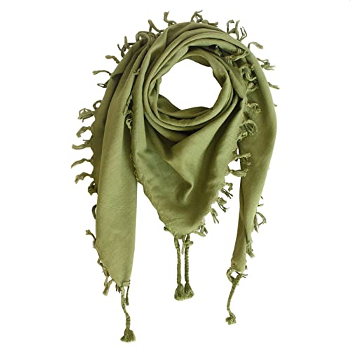 Superfreak Baumwolltuch - Tuch fein & dicht gewebt - mit Fransen - Schal - 100x100 cm - 100% Baumwolle Farbe: oliv-grün von Superfreak