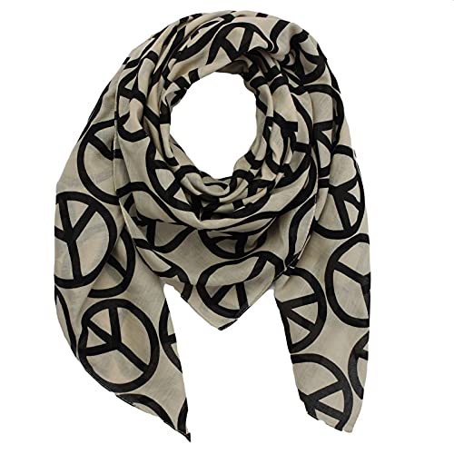 Superfreak Baumwolltuch - Peace Muster 10 cm beige - schwarz - quadratisches Tuch von Superfreak