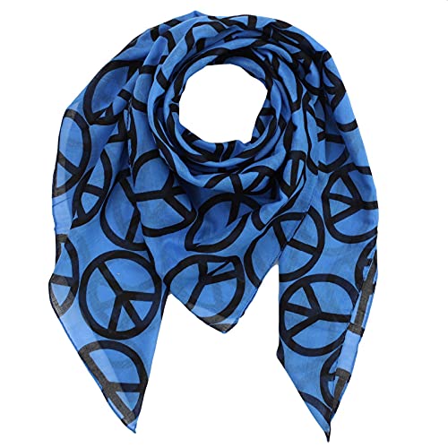Superfreak Baumwolltuch - Peace Muster 10 cm blau - schwarz - quadratisches Tuch von Superfreak