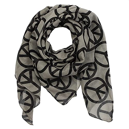 Superfreak Baumwolltuch - Peace Muster 10 cm grau - schwarz - quadratisches Tuch von Superfreak