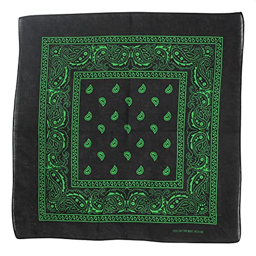 Superfreak Bandana Tuch - Paisley Muster 02 - schwarz - grün - quadratisches Kopftuch von Superfreak