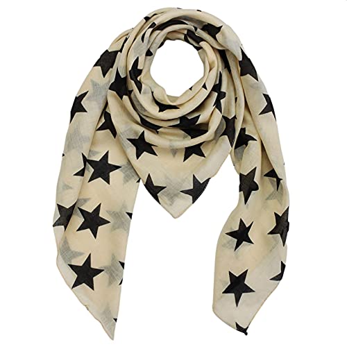 Superfreak Baumwolltuch - Sterne 8 cm beige - schwarz - quadratisches Tuch von Superfreak