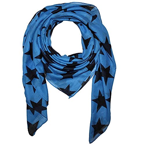 Superfreak Baumwolltuch - Sterne 8 cm blau - schwarz - quadratisches Tuch von Superfreak