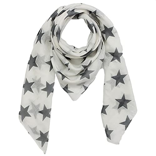 Superfreak Baumwolltuch - Sterne 8 cm weiß - grau - quadratisches Tuch von Superfreak