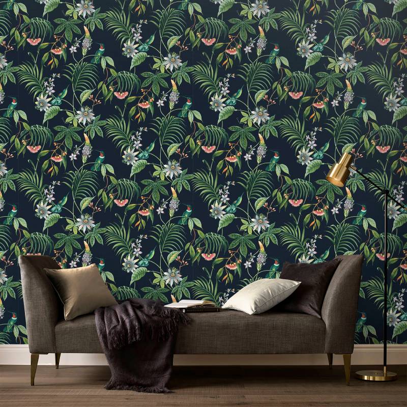 Superfresco Easy Vliestapete "Adilah", animal print, Adilah Blümen Schwarz 1000x52cm von Superfresco Easy