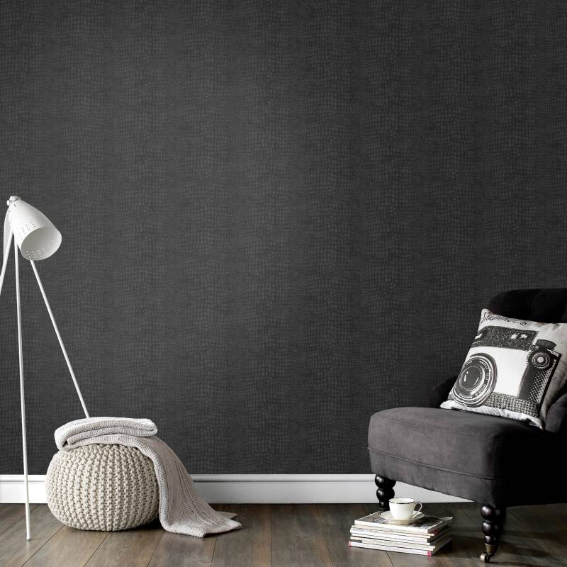 Superfresco Easy Vliestapete "Krokodil" animal print geprägt Schwarz - 10m x 52cm von Superfresco Easy