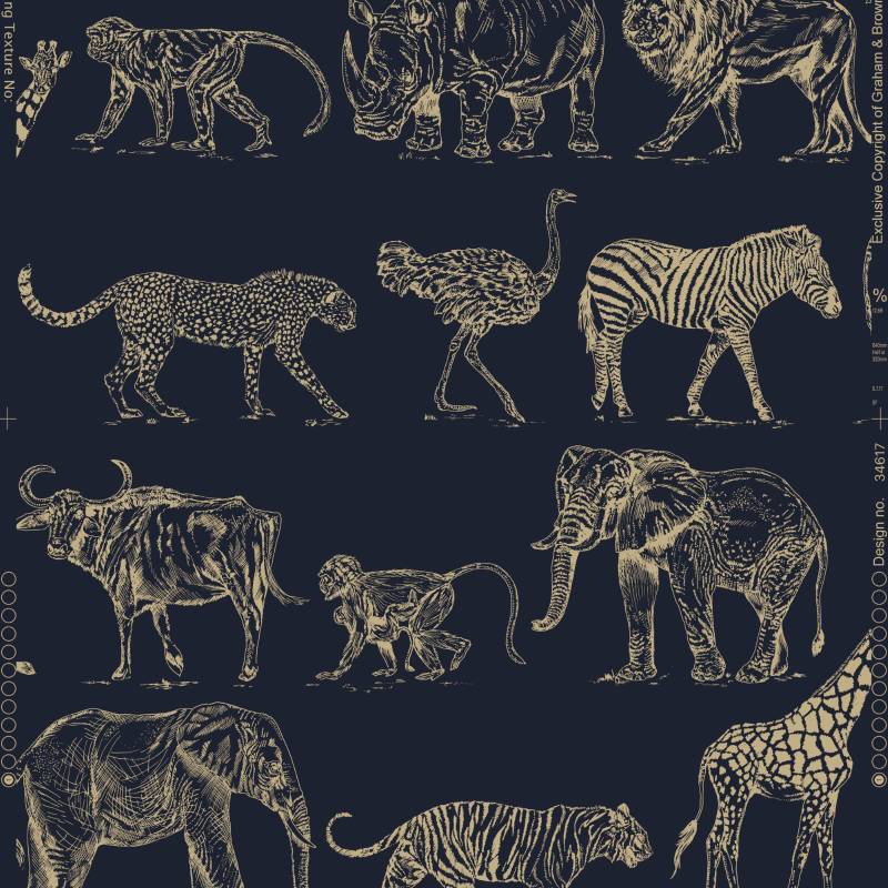 Superfresco Easy Vliestapete "Superfresco Easy Vliestapete SAFARI DARK Blau", animal print, Superfresco Easy Vliestapete SAFARI DARK Blau von Superfresco Easy