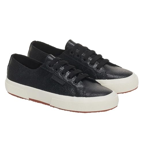 Superga 2750 Damen-Turnschuhe aus genarbtem Leder mit Schlangenmuster, Black Avorio, 35.5 EU Superga 2750 Damen-Turnschuhe aus genarbtem Leder mit Schlangenmuster, Black Avorio, 35.5 EU von Superga