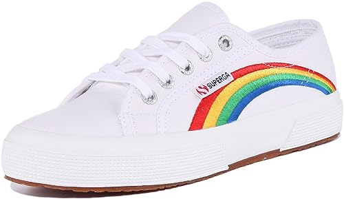 Superga 2750 Rainbow Embroidery Damen Sneaker Weiß/Regenbogen, braun, 37.5 EU von Superga