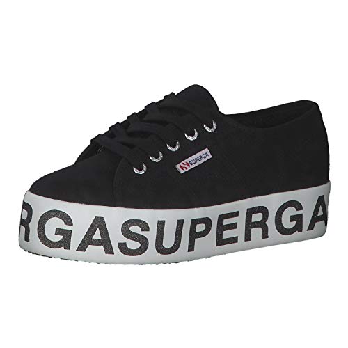 Superga Damen Sneaker 2790 COTW Glitterlettering S111TRW Black-Black 42 von Superga