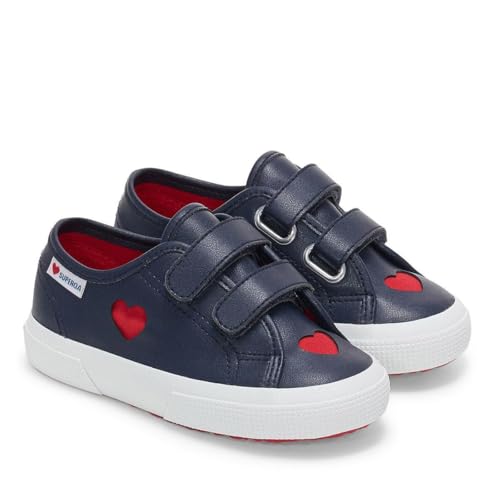 Superga Kinder 3750 Leggera Hearts Vegan Sneaker, marineblau / rot, 11 UK Child von Superga