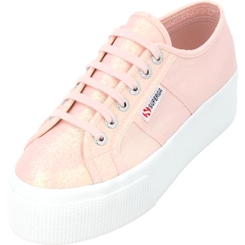 Superga Lame Damen Sneaker 2790 - Plateau Schuhe mit hohem Absatz - Bequeme Low Top Wedges Freizeitschuhe - modische atmungsaktive Sportschuhe für Frauen pink ish iridesscent GR38 von Superga