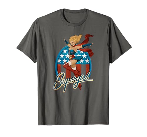 Supergirl Damen V-Neck T-Shirt Grau Cartoon Klein EU S von Supergirl
